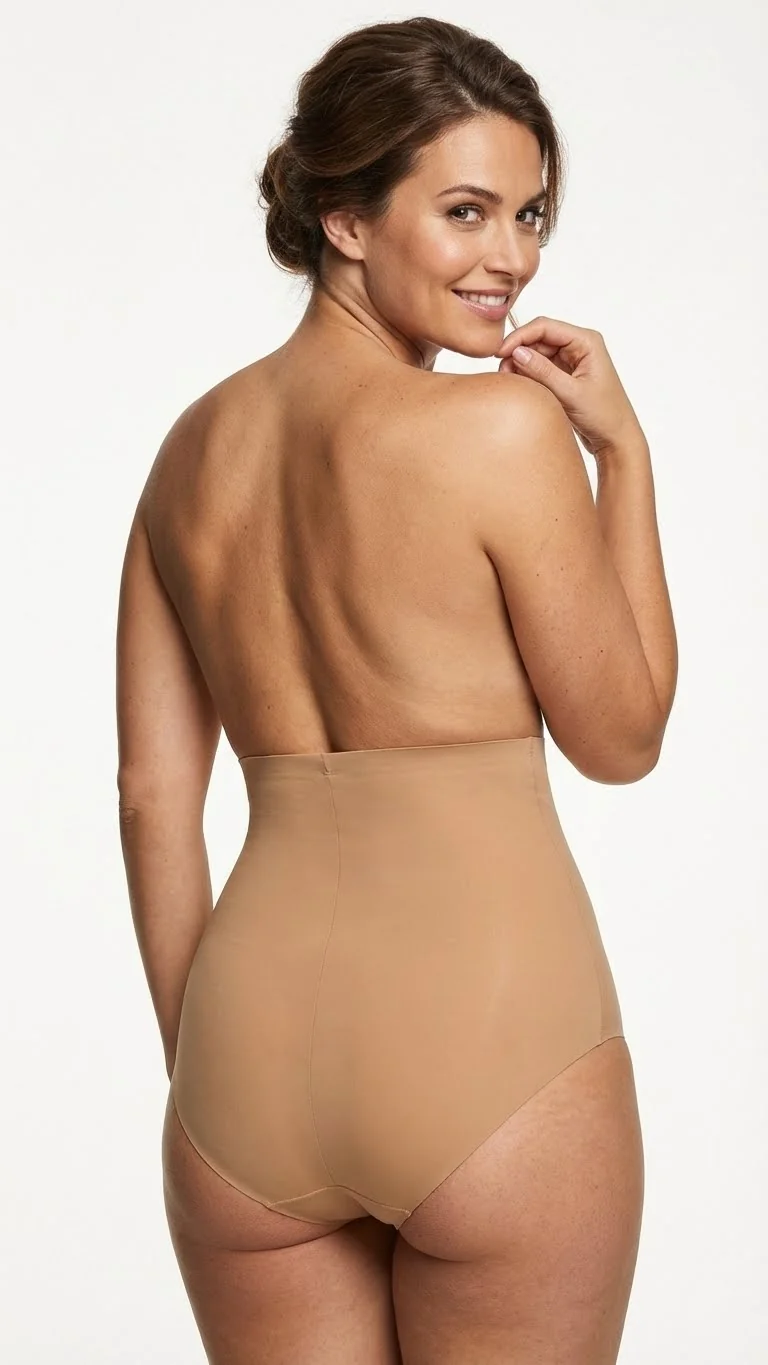 Pınarca Kadın Slip Korse Külot Yüksek Bel Lazer Kesim Ten Rengi - Ön Detay